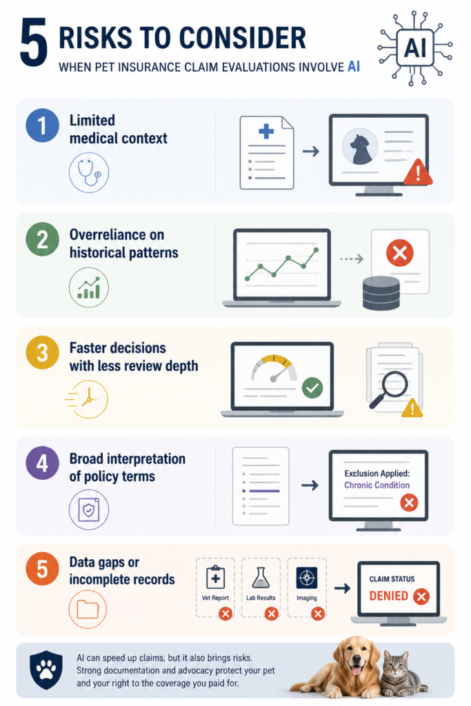 5 risks to consider when pet insurance claim evaluations involve AI