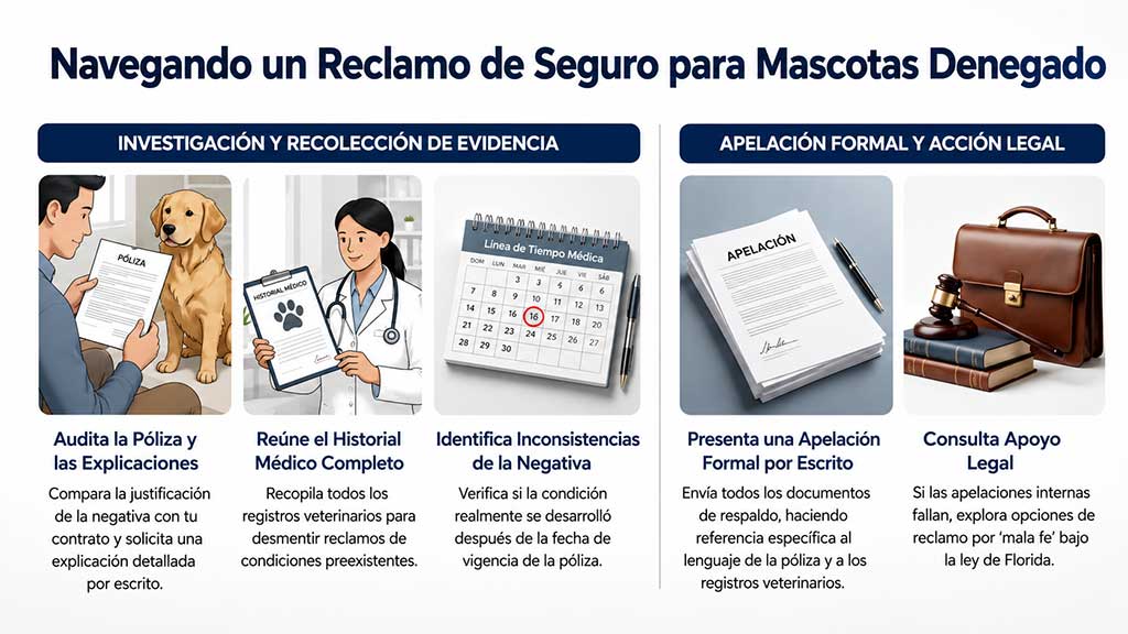 Qué hacer si te rechazan un reclamo del seguro de tu mascota en FL